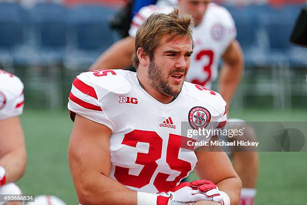 Andy Janovich of the Nebraska Cornhuskers is seen before the game against the Illinois Fighting Illini at Memorial Stadium on October 3, 2015 in...