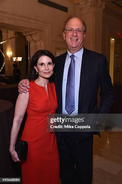 Lori Fink and Laurence D. Fink attend NYU Langone Medical Center's Perlmutter Cancer Center Gala at The Plaza Hotel on October 21, 2015 in New York...