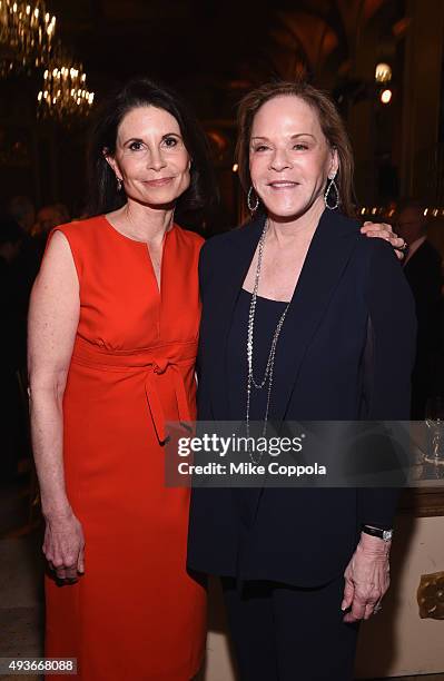 Lori Fink and Laurie Perlmutter attend NYU Langone Medical Center's Perlmutter Cancer Center Gala at The Plaza Hotel on October 21, 2015 in New York...