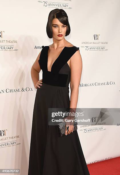 Model Crystal Renn attends the American Ballet 75th Anniversary Fall Gala at David H. Koch Theater at Lincoln Center on October 21, 2015 in New York...
