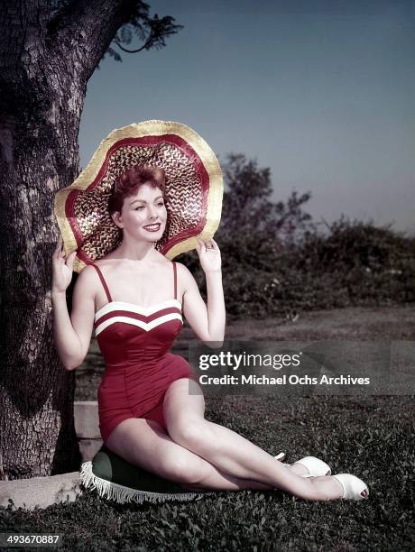 Actress Jeanne Crain poses at home in Los Angeles, California.