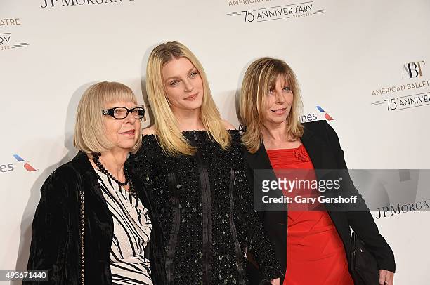 Shirley Martin, Jessica Stam and Debbie Stam attend the American Ballet 75th Anniversary Fall Gala at David H. Koch Theater at Lincoln Center on...