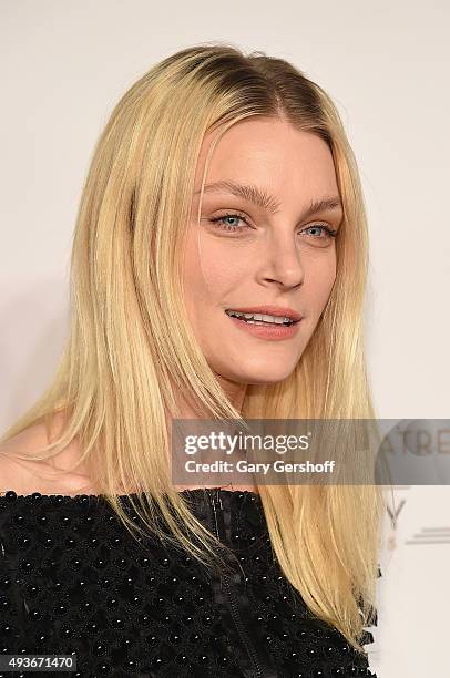 Model Jessica Stam attends the American Ballet 75th Anniversary Fall Gala at David H. Koch Theater at Lincoln Center on October 21, 2015 in New York...