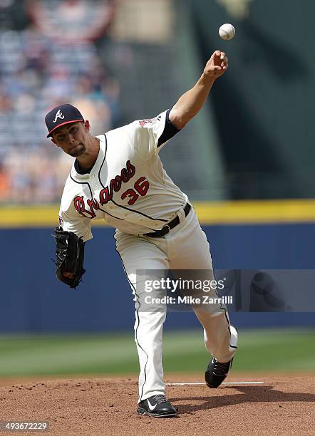 Pitcher Mike Minor of the Atlanta Braves throws a pitch in the first inning of the game against the Colorado Rockies at Turner Field May 24, 2014 in...