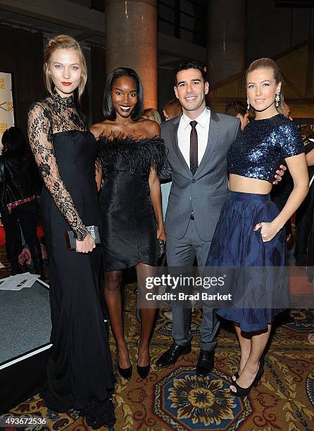 Karlie Kloss, Adam Braun, Tehillah Voslevitz and Damaris Lewis attend the Pencils Of Promise Gala 2015 at Cipriani Wall Street on October 21, 2015 in...
