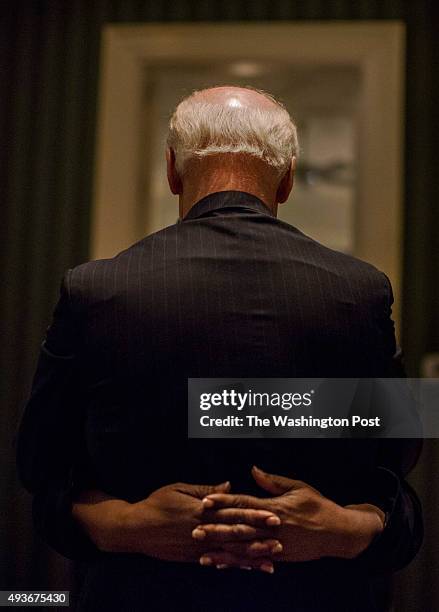 Vice President Joseph Biden hugs and takes time to talk with Congresswoman and Congressional Black Caucus member Gwen Moore at his home, the Naval...