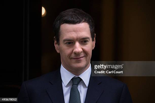 Chancellor of the Exchequer George Osborne leaves Downing Street on October 22, 2015 in London, England. Mr Osborne is due to attend a Treasury...