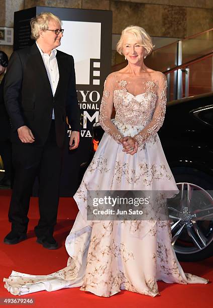 Helen Mirren and director Simon Curtis arrive at the opening ceremony of the Tokyo International Film Festival 2015 at Roppongi Hills on October 22,...