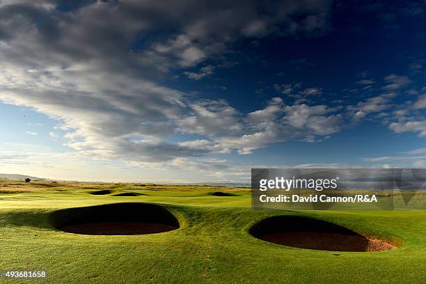 The 391 yards par 4, 2nd hole 'Black Rock' on the Old Course at Royal Troon venue for the 2016 Open Championship on July 29, 2015 in Troon, Scotland.