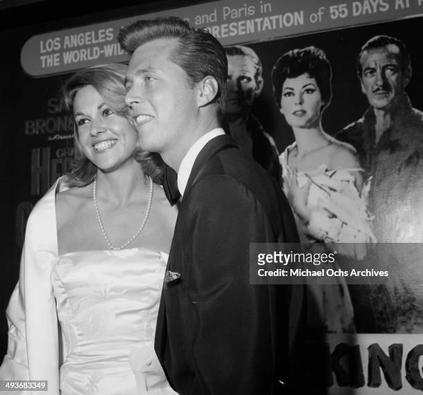 Actor Edd Byrnes wife actress Asa Maynor attends a premiere in Los Angeles, California.