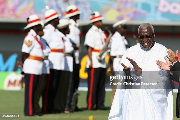 President Lamine Diack applauds during day one of the IAAF World Relays at the Thomas Robinson Stadium on May 24, 2014 in Nassau, Bahamas.