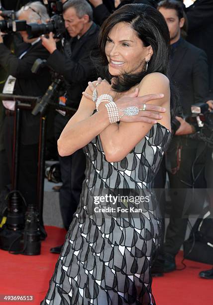 Mouna Ayoub attends the Closing Ceremony and 'A Fistful of Dollars' Screening during the 67th Annual Cannes Film Festival on May 24, 2014 in Cannes,...