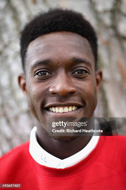 Danny Welbeck poses for a picture after a press conference at the England pre-World Cup Training Camp at the Vale Do Lobo Resort on May 21, 2014 in...