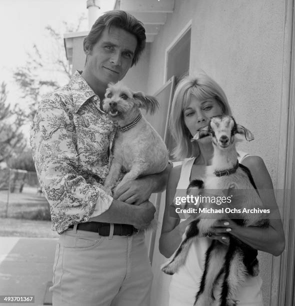 Actor James Brolin poses with wife Jane Cameron Agee at home in Los Angeles, California.