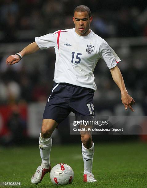 Kieron Dyer of England in action during the England v Azerbaijan 2006 World Cup Qualifying match at St James' Park on March 30, 2005 in Newcastle,...