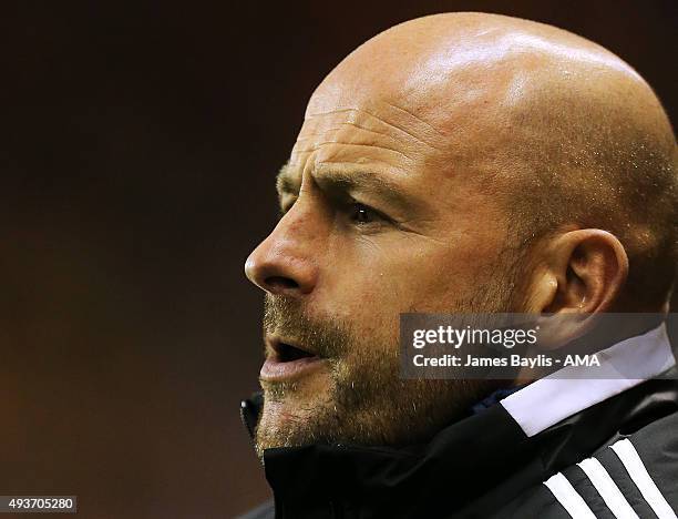 Lee Carsley the head coach / manager of Brentford during the Sky Bet Championship match between Wolverhampton Wanderers and Brentford at Molineux on...
