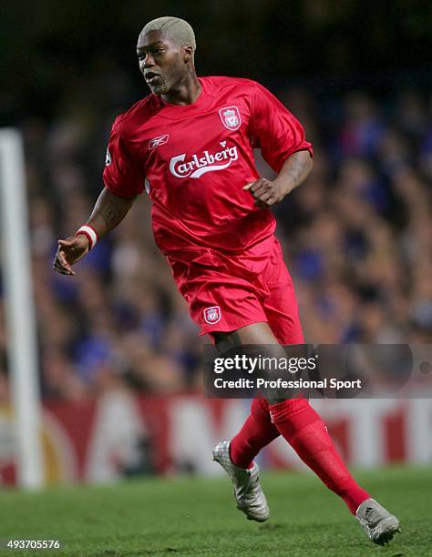 Djibril Cisse of Liverpool in action during the UEFA Champions League semi-final first leg match between Chelsea and Liverpool at Stamford Bridge on...