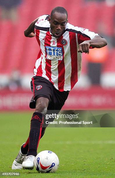 Steven Kabba of Sheffield United runs with the ball during the Coca-Cola Championship match between Wolverhampton Wanderers and Sheffield United at...