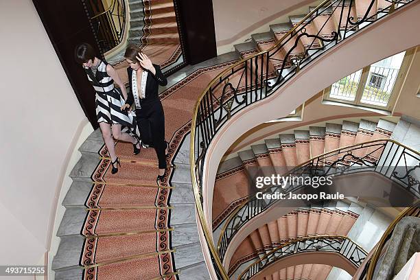 Olga Sorokina and Coco Rocha pose at the Hotel Martinez during the 67th Annual Cannes Film Festival on May 22, 2014 in Cannes, France.