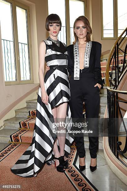 Olga Sorokina and Coco Rocha pose at the Hotel Martinez during the 67th Annual Cannes Film Festival on May 22, 2014 in Cannes, France.