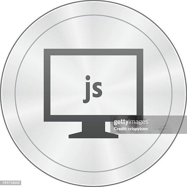 computer monitor icon on a round button. - sharpseries - javascript stock illustrations