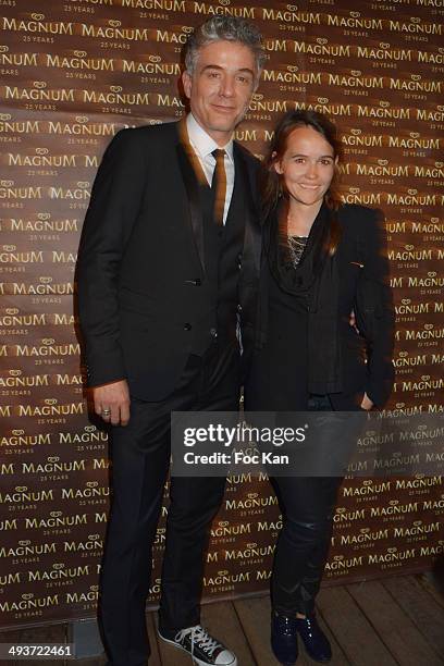 Pierre Zeni and a guest attend the Magnum Beach Closing Party - The 67th Annual Cannes Film at Magnum Beach on May 24, 2014 in Cannes, France.