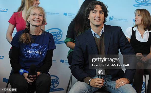 Mia farrow and justin trudeau .around 8000 youth gathered for global change at free the childrens national me to we day speakers like mia farrow and...