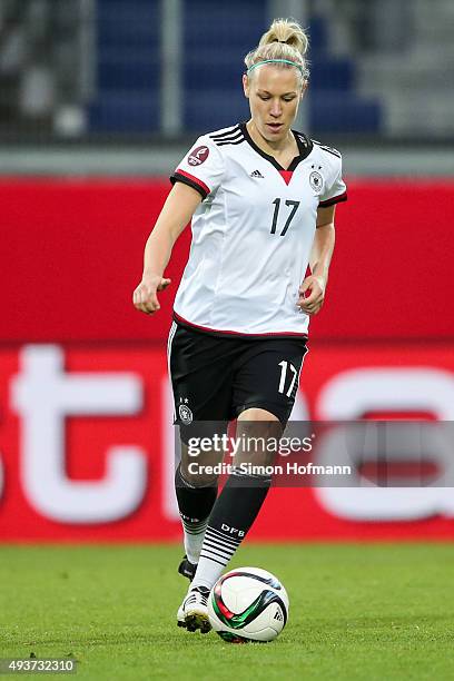 Kristin Demann of Germany controls the ball during the UEFA Women's Euro 2017 Qualifier match between Germany and Russia at BRITA-Arena on October...