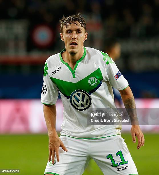 Max Kruse of VfL Wolfsburg looks on during the UEFA Champions League Group B match between VfL Wolfsburg and PSV Eindhoven at Volkswagen Arena on...