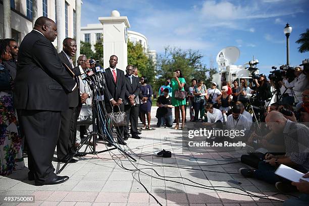 Benjamin Crump, an attorney for the Corey Jones' family, speaks to the media during a press conference to address the shooting of Mr. Jones on...