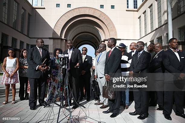 Benjamin Crump, an attorney for the Corey Jones' family, speaks to the media during a press conference to address the shooting of Mr. Jones on...