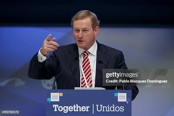 Irish Prime Minister Enda Kenny speaks during the plenary session of the European People's Party Congress on October 22, 2015 in Madrid, Spain....
