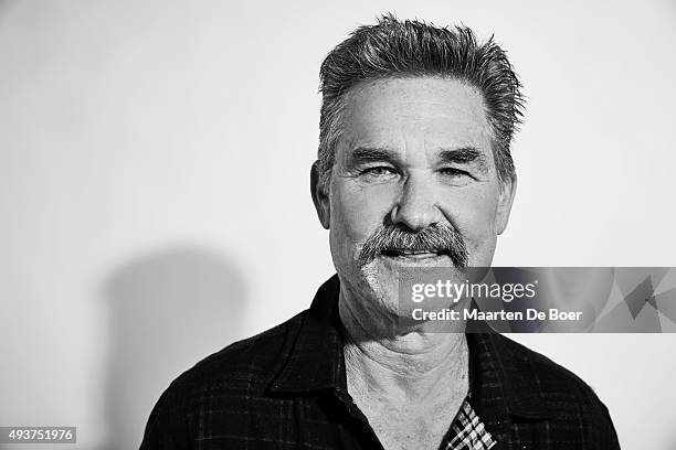 Actor Kurt Russell of 'The Hateful Eight' poses for a portrait with Ron Perlman impersonators at the Getty Images Portrait Studio Powered By Samsung...