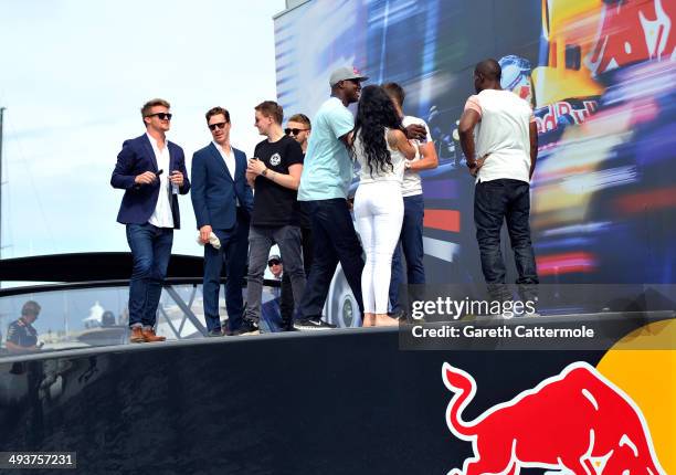 Michael Carrick, Reggie Bush, Lilit Avagyan, Benedict Cumberbatch and Disclosure prepare to watch street trials rider Danny MacAskill front flip off...