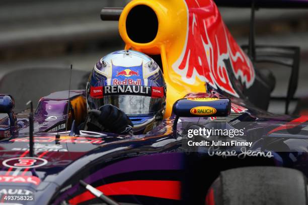 Daniel Ricciardo of Australia and Infiniti Red Bull Racing drives during the Monaco Formula One Grand Prix at Circuit de Monaco on May 25, 2014 in...