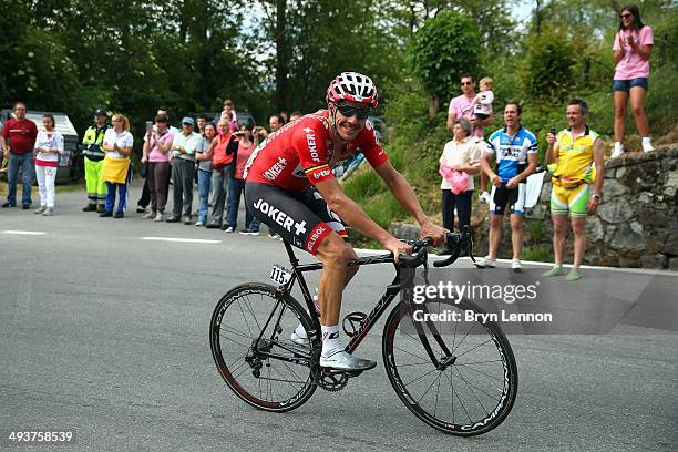 Adam Hansen of Australia and Lotto-Belisol in action during the fifteenth stage of the 2014 Giro d'Italia, a 225km high mountain stage between...