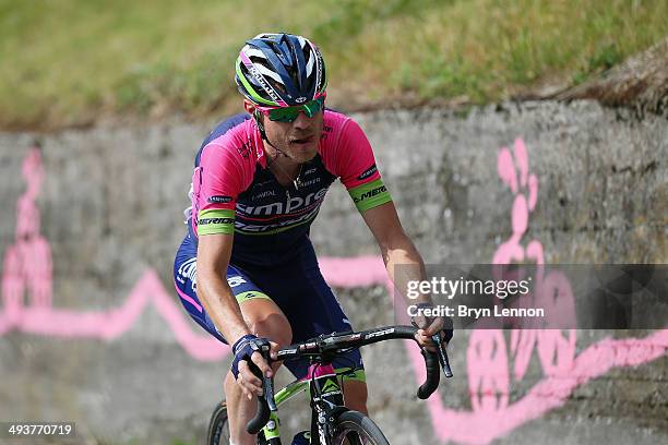 Damiano Cunego of Italy and Lampre-Merida in action during the fifteenth stage of the 2014 Giro d'Italia, a 225km high mountain stage between...