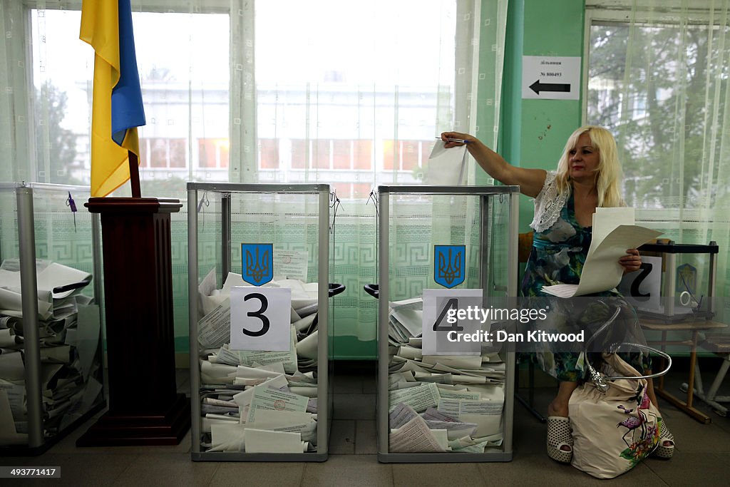 Ukrainian Voters Head To The Polls As Presidential Elections Are Held