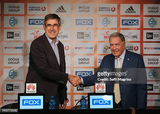 Of the Euroleague Basketball Jordi Bertomeu & chairman of the Maccabi Tel Aviv Shimon Mizrahi in press conference befor the Turkish Airlines...