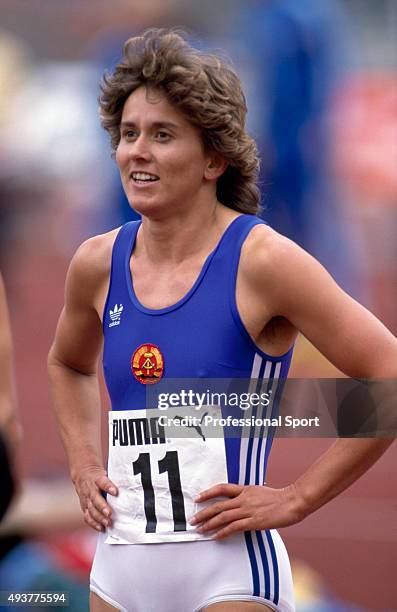 East German track and field athlete Marlies Gohr, circa 1988 during an athletics event, circa 1988.