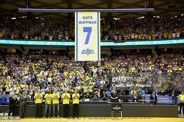 Nate HuffmanCeremony during the Turkish Airlines Euroleague Regular Season date 2 game between Maccabi Fox Tel Aviv v Unicaja Malaga at Menora...