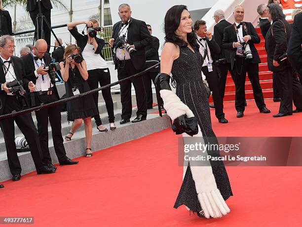 Mouna Ayoub attends the red carpet for the Palme D'Or winners at the 67th Annual Cannes Film Festival on May 25, 2014 in Cannes, France.