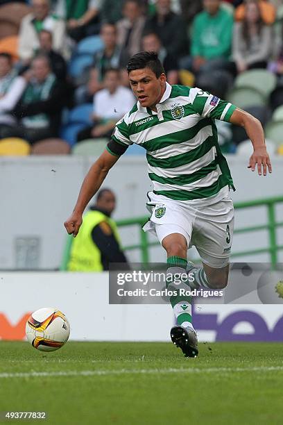 Sporting's defender Jonathan Silva during the match between Sporting CP and KF Skenderbeu for UEFA Europe League: Group Round on October 22, 2015 in...