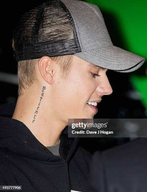 Justin Bieber attends the World Premiere of "Jumpers For Goalposts" at Odeon Leicester Square on October 22, 2015 in London, England.