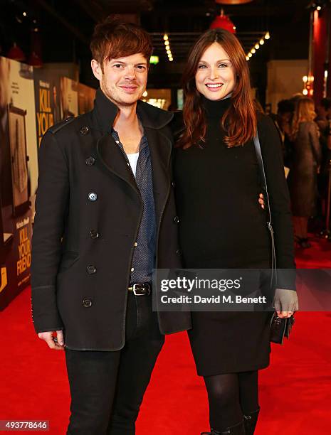 Richard Jones and Sophie Ellis Bextor attend the UK Premiere of "Kill Your Friends" at the Picturehouse Central on October 22, 2015 in London,...