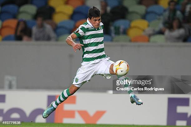 Sporting's defender Jonathan Silva during the match between Sporting CP and KF Skenderbeu for UEFA Europe League: Group Round on October 22, 2015 in...
