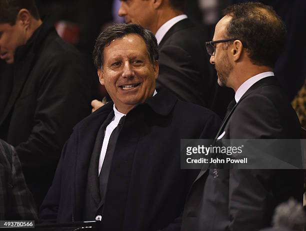 Tom Werner Chairman of Liverpool FC watches from the directors box before the UEFA Europa League match between Liverpool FC and FC Rubin Kazan on...