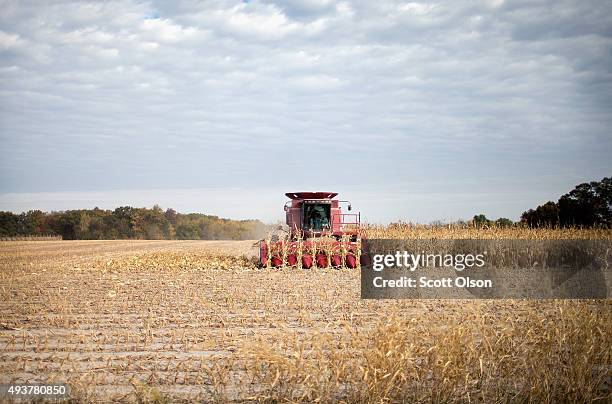 Rick Wirt harvests corn on October 22, 2015 near Burlington, Iowa. Wirt and his daughter Krista Kempker farm more than 2,000 acres in th area....