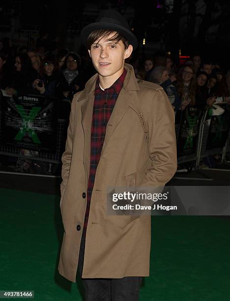 Tom Holland, new Spiderman Actor attends the World Premiere of "Jumpers For Goalposts" at Odeon Leicester Square on October 22, 2015 in London,...