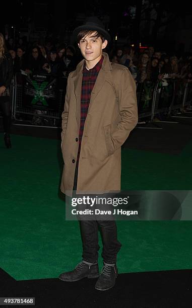 Tom Holland, new Spiderman Actor attends the World Premiere of "Jumpers For Goalposts" at Odeon Leicester Square on October 22, 2015 in London,...